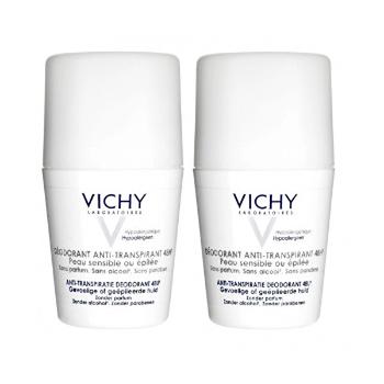 Vichy Deodorant roll-on 48 de ore pentru pielea sensibilă si iritată 2 x 50 ml