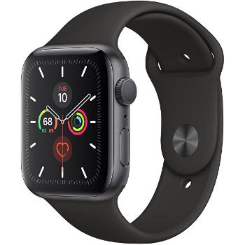 Apple Watch 44 mm Space Grey Aluminium cu curea neagră sport