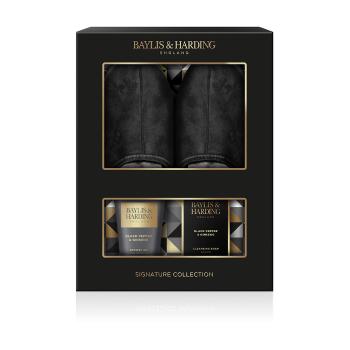 Baylis & Harding Set de îngrijire pentru corp cu papuci pentru bărbați Piper negru și ginseng 3 buc