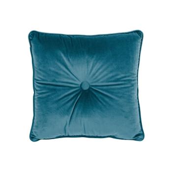 Pernă Tiseco Home Studio Velvet Button, 45 x 45 cm, albastru