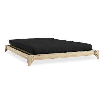 Pat dublu din lemn de pin cu saltea și tatami Karup Design Elan Comfort Mat Natural/Black, 160 x 200 cm