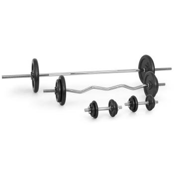 KLARFIT Set de gantere, gantere pentru ambele mâini, ganteră de o singură mână, ganteră îndoită, 18 x greutate, 105 kg