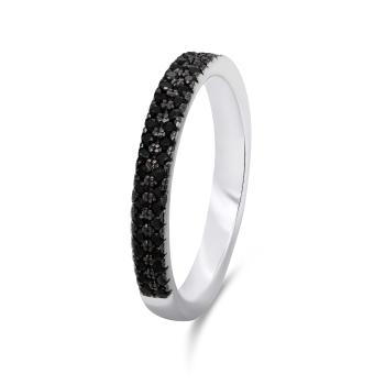 Brilio Silver Inel sclipitor din argint cu pietre negre de zircon RI058W 58 mm