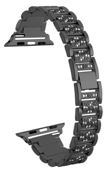 4wrist Brățară din oțel cu pietre pentru Apple Watch 42/44/45/49 mm - Black