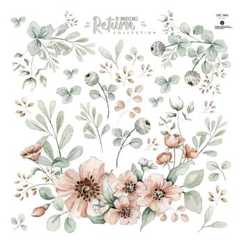 Set autocolante de perete Dekornik Meadow Flowers Pastel L