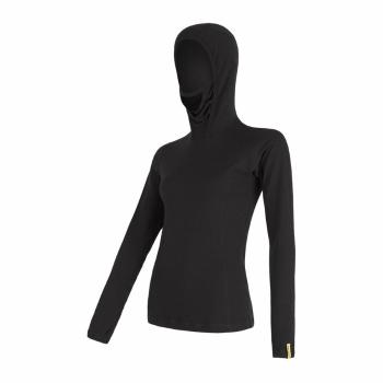 Femeii cămașă cu capota Sensor merinos DF negru 16200107
