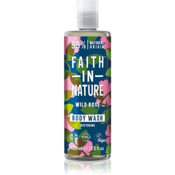 Faith In Nature Wild Rose gel de duș natural reface bariera protectoare a pielii 400 ml