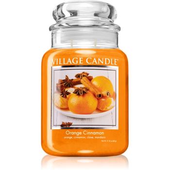 Village Candle Orange Cinnamon lumânare parfumată  (Glass Lid) 602 g
