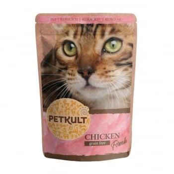 PETKULT Pui, plic hrană umedă fără cereale pisici, 100g