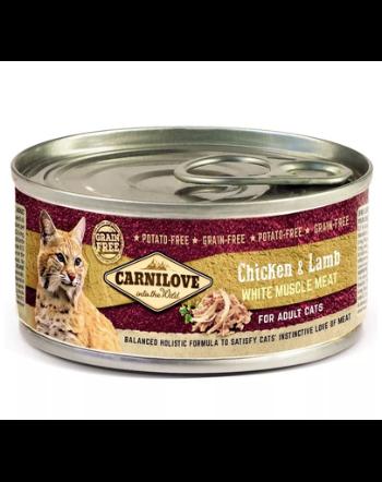 CARNILOVE Cat Chicken&amp;Lamb 12 x 100 g hrana umeda pentru pisici, pui cu miel