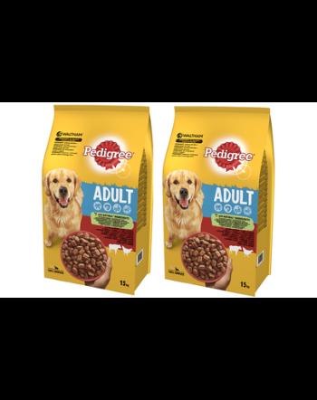 PEDIGREE Adult hrana uscata caini adulti de talie medie, cu vita si pasare 30kg (2 x 15kg)