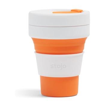Cană pliabilă Stojo Pocket Cup, 355 ml, alb - portocaliu