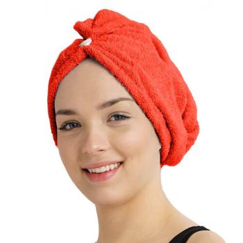 Turban de păr din frotir cu uscare rapidă roșu