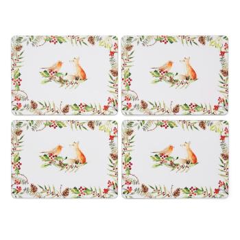 Set 4 suporturi de farfurii din bumbac Cooksmart ® A Winters Tale, 21,5 x 29 cm