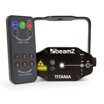 Beamz TITANIA DOUBLE LASER, 200MW RG GOBO, clasa laser 3B, telecomandă IR
