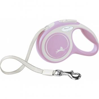 FLEXI New Comfort XS, lesă retractabilă câini, 12kg, bandă, 3m, roz