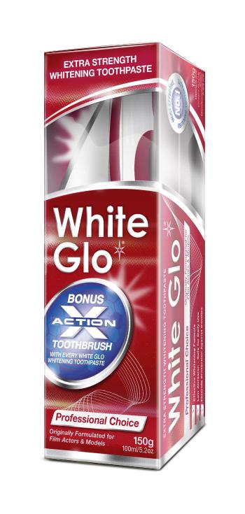 White Glo Pasta de dinti profesionale Albire 150g, plus periuta de dinti si perii interdentare