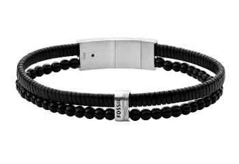 Fossil Brățară de piele pentru bărbați cu mărgele Multistrands JF03994040