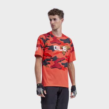 
                 ALÉ Tricou de ciclism cu mânecă scurtă - STAIN OFF ROAD MTB - roșu/maro/gri  
            