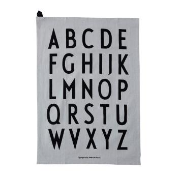 Prosop din bumbac Design Letters Alphabet, 40 x 60 cm, gri