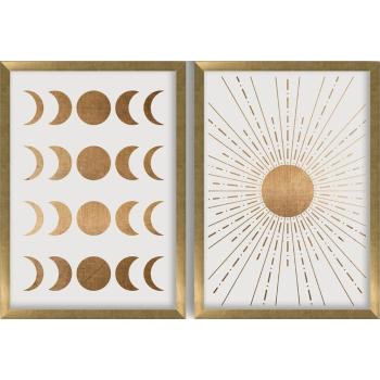 Postere cu ramă 2 buc. 38x53 cm Moon & Sun – Wallity