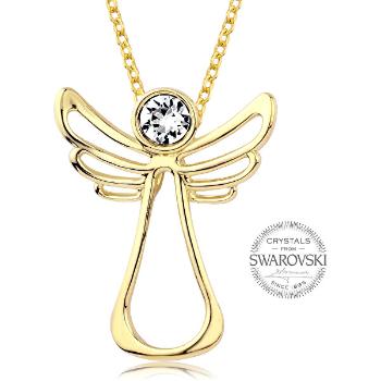 Levien Colier cu Înger placat cu aur și cu cristal Guardian Angel
