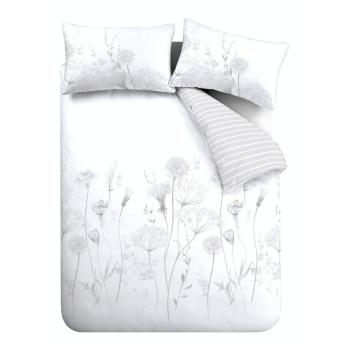 Lenjerie de pat Catherine Lansfield Meadowsweet Floral, 135 x 200 cm, alb - gri