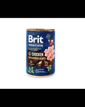 BRIT Premium by Nature Chicken&amp;Hearts set hrana umeda caini adulti, cu pui si inimi 6 x 400 g