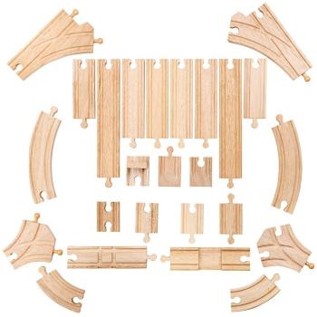 Bigjigs Rail Set de șine din lemn 25 de piese