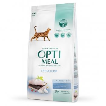 OPTIMEAL Extra Shine, Cod, hrană uscată pisici, piele și blană, 10kg