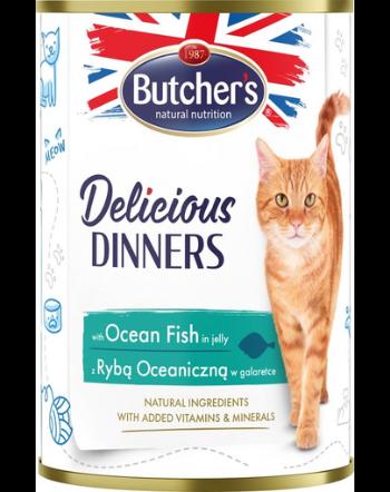 BUTCHER'S Delicious Dinners hrana umeda pisici, peste in jeleu, conserva 400g