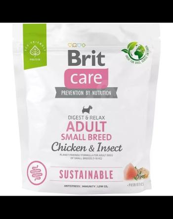 BRIT Care Sustainable Adult Small Breed 1 kg Hrana uscata pentru caini de talie mica, cu pui si insecte