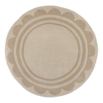 Covor în culoare naturală țesut manual rotund din lână ø 120 cm Lois Scallop – Flair Rugs