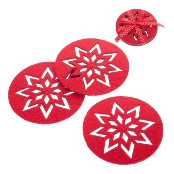 Set 4 suporturi pentru pahare Crăciun Unimasa Snowflake, roșu