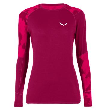 Tricou termic pentru femei Salewa Cristallo Merino cald roșu rhodo 28206-6360