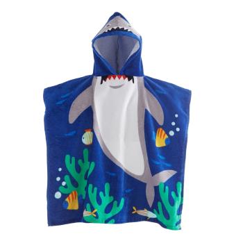 Poncho pentru copii albastru din bumbac Shark – Catherine Lansfield