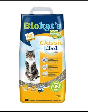 BIOKAT'S Classic 3in1 nisip pentru pisici, din bentonita 18 L