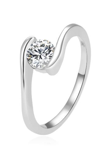 Beneto Inel elegant din argint cu zircon transparent AGG367 61 mm