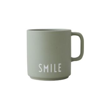 Cană din porțelan Design Letters Smile, verde salvie