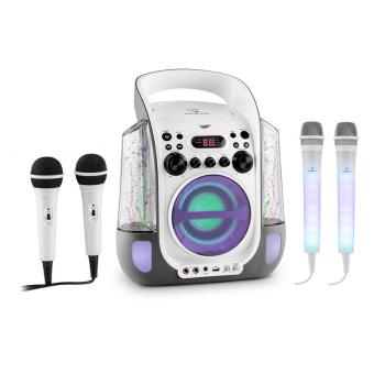 Auna Kara Liquida culoare gri + Set microfon Dazzl, dispozitiv karaoke, iluminare LED
