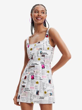 Desigual Breaking News Rochie Alb