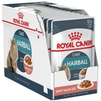 Royal Canin Hairball Care Adult, bax hrană umedă pisici, limitarea ghemurilor de blană, (în sos), 85g x 12