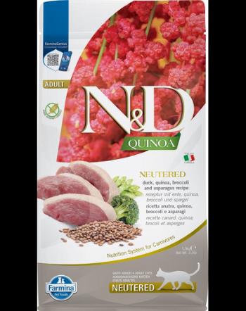 FARMINA N&amp;D Quinoa Duck Broccoli Asparagus Neutered hrana pentru pisici adulte sterilizate 1.5 kg