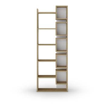 Bibliotecă albă/în culoare naturală cu aspect de lemn de stejar 60x168,5 cm Eladi – Marckeric