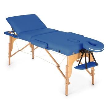 KLARFIT MT 500, albastru, masă de masaj, 210 cm, 200 kg, retractabil, finisaj fin, geantă