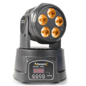 Beamz MHL90 MINI, cap rotativ, efect de lumină cu LED-uri, 5 x 18 W, RGBAW-UV 6 în 1