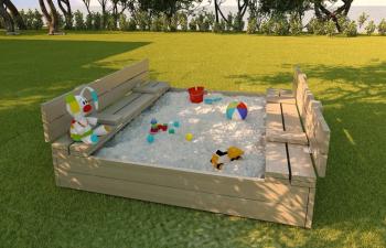 Sandpit cu blocare pentru copii, cu bănci - 120x120 cm