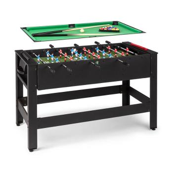KLARFIT Spin 2 în 1, masă de jucat, biliard, fotbal de masă, pivotant la 180 °, accesorii de joacă, negru