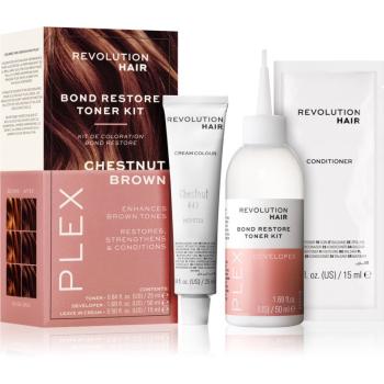 Revolution Haircare Plex Bond Restore Kit set pentru a evidentia culoarea parului culoare Chestnut Brown