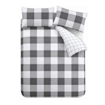 Lenjerie de pat alb-gri 200x135 cm Bold Check - Cloudsoft